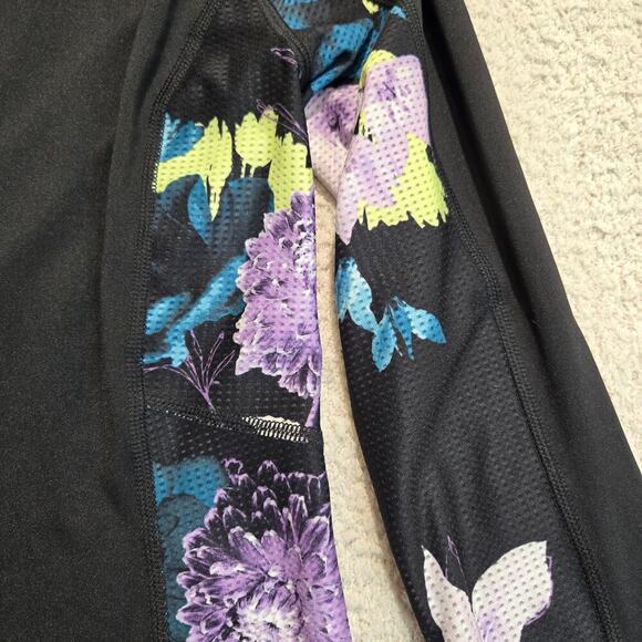 Fila Long Sleeve Activewear Top Black with Floral Mesh Running Cycling Women's S - Picture 11 of 11